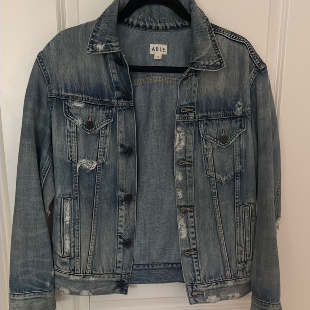 Able Distressed Denim Jacket - image 1